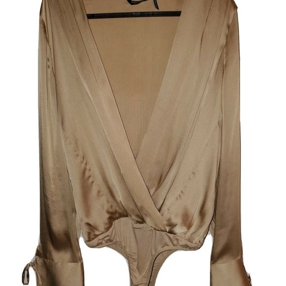 Marciano GuessLong Sleeve Bodysuit Blouse Sz Med - Picture 2 of 5